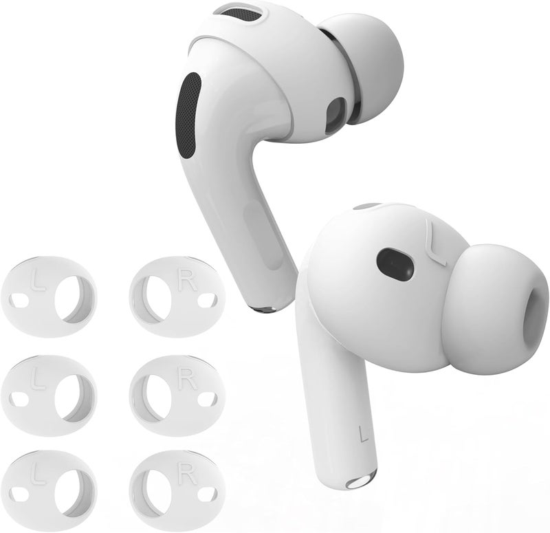 DamonLight [Fit in Case] 3 Pairs Cover for AirPods Pro 3 Anti Scratches Add Grip Sport Ear Tips [US Patent Registered] Compatible with AirPods Pro 3rd Generation 2025 (White) - Image 1